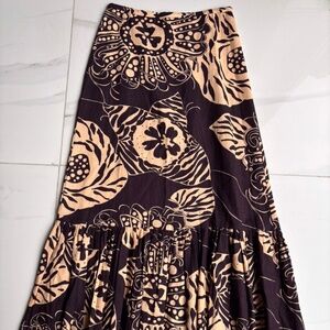NWT ZARA WOMEN Linen Blend Long Printed Skirt Purple Beige S